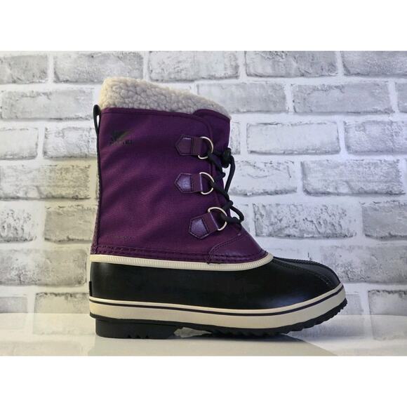 Girls Sorel Yoot Pac Duck Snow Waterproof Rubber Winter Boots Purple Warm Size 5 - Picture 2 of 6